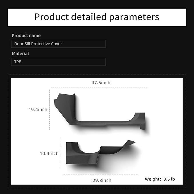 LUCKEASY 4PCS Front & Rear Door Entry Threshold Strip Protector for Tesla Model Y Juniper 2025 2026 Door Sill Protective Cover Anti-dust Pads Protector Cover for Model Y Juniper Accessories TPE Black