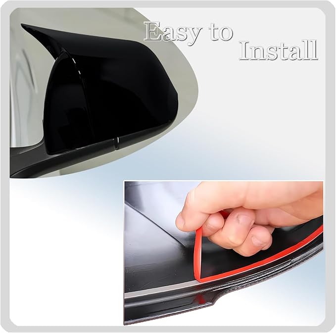 Side Mirror Cover,for Tesla Model 3 2017-2025，2PCS Horned Turn Signal housing Cover Sets car Accessories -Bright Black