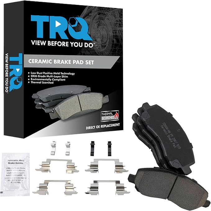 TRQ Front Posi Ceramic Brake Pad Kit Set for 200 / Avenger/Caliber/Compass/Eclipse/Galant/Lancer/Outlander/Outlander Sport/Patriot/Sebring/Stratus