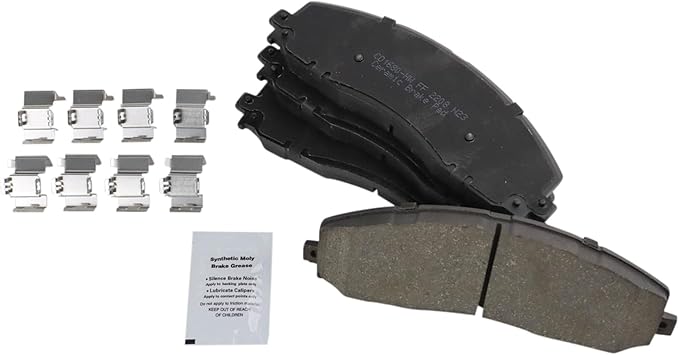 TRQ Front Brake Pads Ceramic Hardware Compatible with 2013-2021 Ford F-250 Super Duty 2013-2021 F-350 Super Duty 2013-2016 F-450 Super Duty
