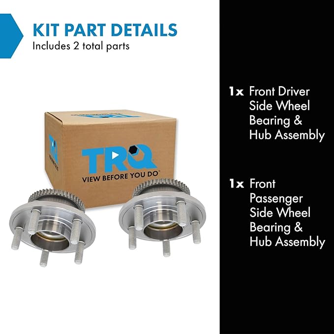 TRQ Front Wheel Bearing and Hub Assembly Set 2 Piece Compatible with 2015-21 Ford Mustang EcoBoost 2015-21 Mustang GT Premium 2015-17 Mustang V6 2015-21 Mustang EcoBoost Premium 2015 Mustang GT