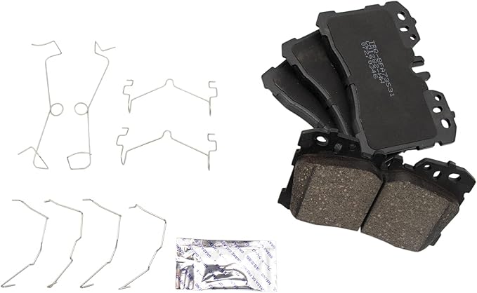 TRQ Front Ceramic Brake Pad Set Compatible with 2007-2013 Lexus LS460 2016-2017 LS460 2008-2016 LS600h 2018-2024 LS500 2018-2024 LS500h 2021-2024 Toyota Mirai