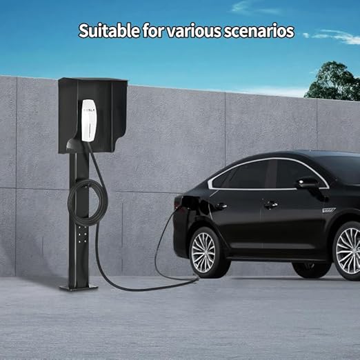 Wall-Mounted 1.2mm Cold Rolled Steel Electric Vehicle Charging Protection Box for Tesla, Waterproof Indoor/Outdoor Enclosure with Lock | Seamless One-Piece Design (Shiny Black)