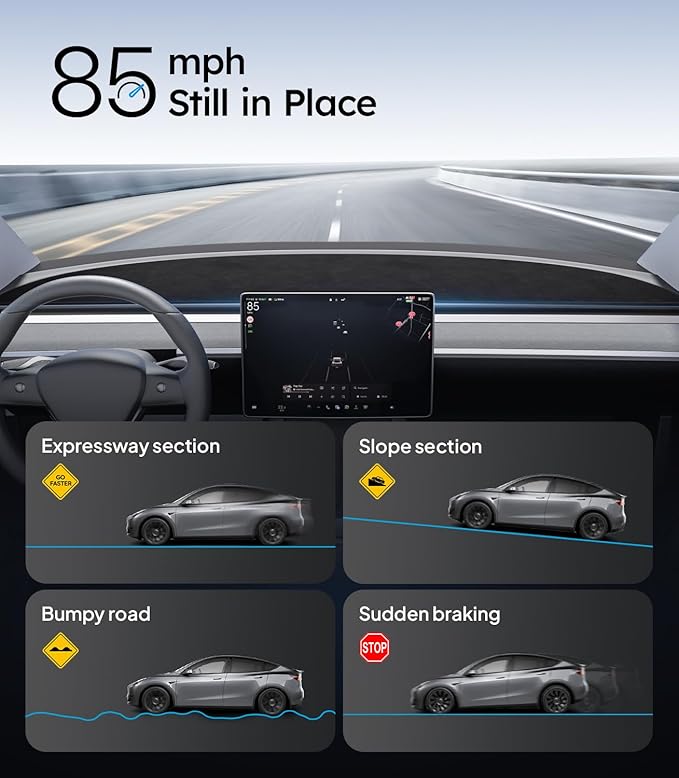 Wigoo 2026 Tesla New Model 3 Accessories Dashboard Cover [Anti-Glare and Sun Protection] Suede Dash Mat for New Model 3(2024-2026), Model 3 Highland Accessories (Black)