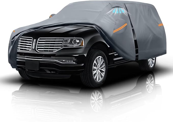 Large SUV Car Cover for Lincoln Navigator (1997-2025) Long, 100% Waterproof All Weather, Heavy Duty Outdoor Full Exterior Covers Rain Sun Wind UV Protection.