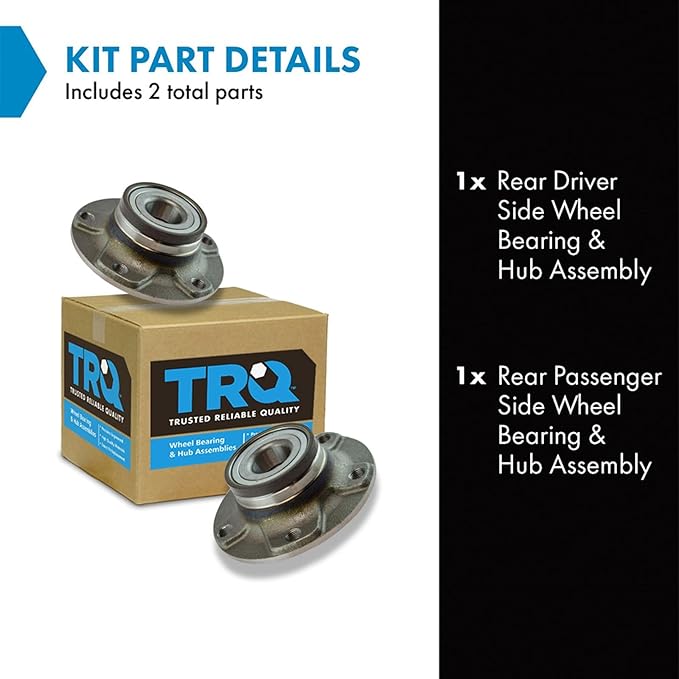 TRQ 2 Piece Rear Passenger Side Driver & Passenger Side Wheel Bearing & Hub Assembly Set Compatible with 2013-2016 Dodge Dart
