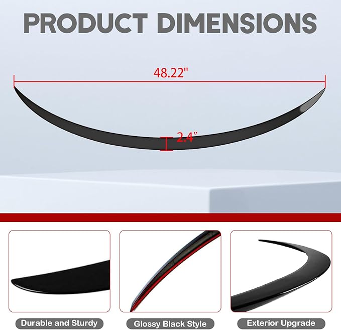 for 2017-2023 Tesla Model 3 Rear Spoiler Model 3 Accessories Rear Trunk Lip Wing (Gloss Black)