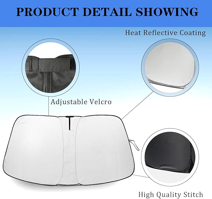 Car Windshield Sunshade Compatible with Chevy 2019-2025 Silverado 1500 ONLY, Front Window Shades Foldable Windshield Cover Reflective Sun Visor Protector - Keep Your Car Cool