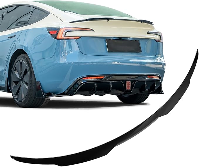 Rear Spoiler for Tesla Model 3 2024 2025 Trunk Spoiler Wing Tail Rear Trunk Lid for Tesla Model 3 Highland,Highkick Glossy Black-Dark Knight Style
