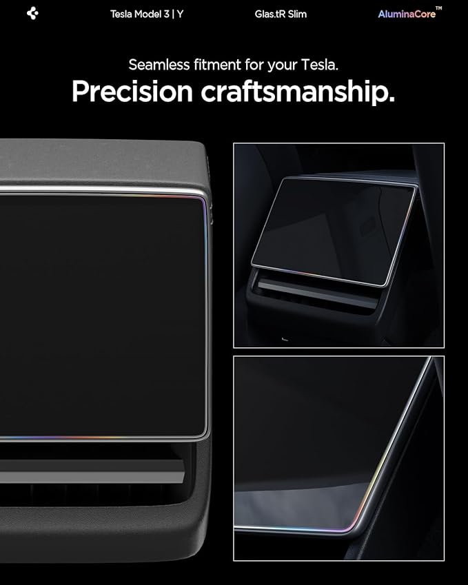Spigen Tempered Glass Screen Protector [GlasTR Slim] designed for Tesla Model 3 (2024/2025/2026), Model Y Juniper (2025/2026) 8" Rear Touchscreen - Matte/Anti Finger Print