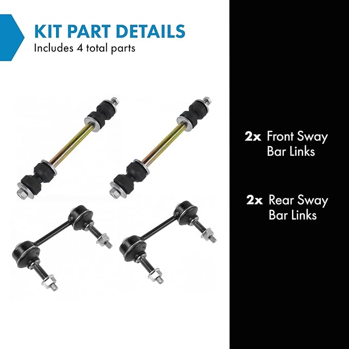 TRQ Front and Rear Sway Bar Link Set 4 Piece Compatible with 1994-2004 Ford Mustang
