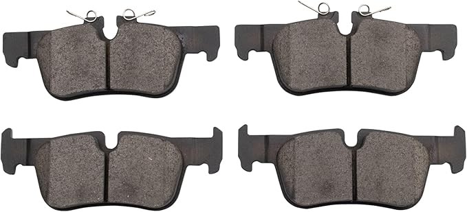 TRQ Rear Ceramic Brake Pad Set Compatible with 14-20 BMW i3 18-20 i3s 16-22 X1 18-22 X2 20-22 228i xDrive Gran Coupe 22 228i Gran Coupe 16-22 Mini Cooper Clubman 17-22 Cooper Countryman 20-22 Cooper