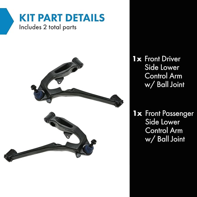 TRQ Front Lower Control Arm with Ball Joint Set Compatible with 99-13 Chevrolet GMC 03-09 Hummer