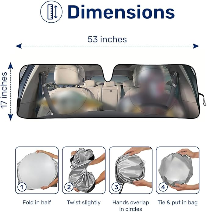 Horror J Windshield Sun Shade for Car SUV Truck (53x17 Inches), Automobile Sunshade, Protector Blocks UV, Christmas Car Decor