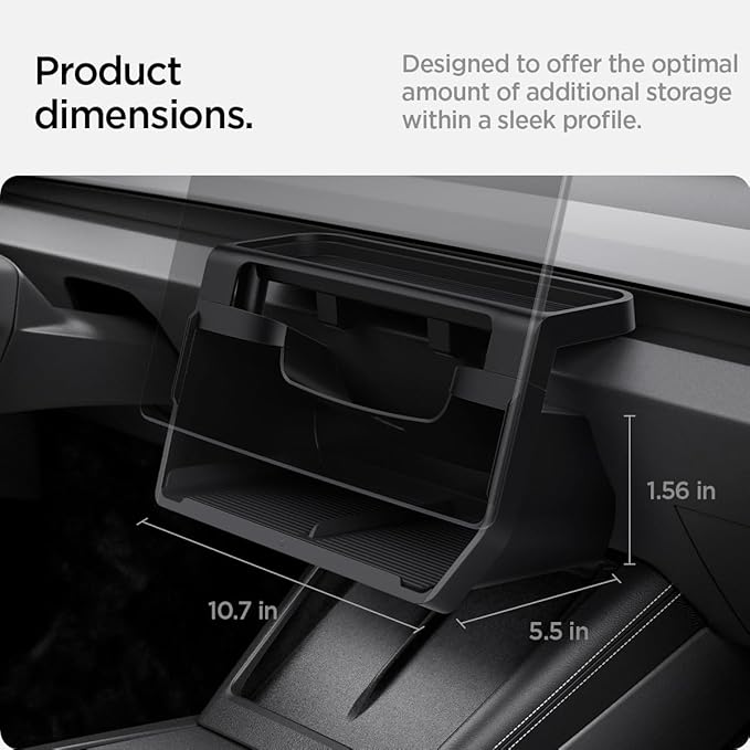 Spigen (Upgraded Under Screen Storage Organizer for Tesla Model Y Juniper (Standard, Premium & Performance 2025/2026) and Model 3 Highland (Standard, Premium & Performance 2024/25/26) - Black