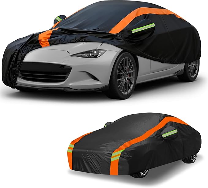 Car Cover for Mazda Miata MX5 1989-2026, Multi-Layer Automobiles Covers Waterproof All Weather with Zipper Door, Sun Rain Snow Dust Protection