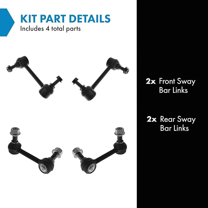 TRQ Sway Bar Link Kit Set of 4 Front Rear Left Right for Chevy GMC Buick Saab