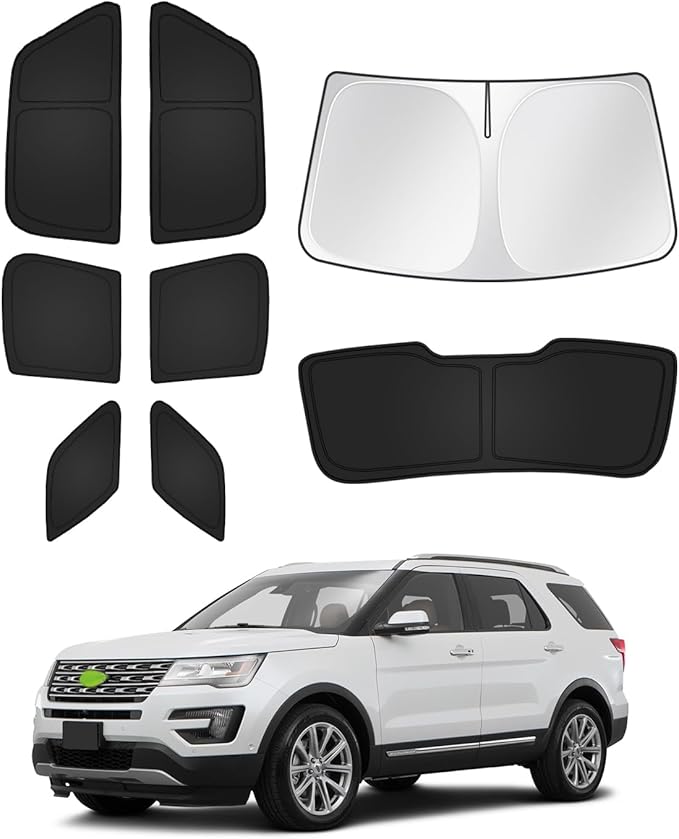 Sunshades for Ford Explorer 2011-2019 Accessories Windshield Sun Shade Side Rear Window Shade Cover Sun Visor Shield Privacy Protection Keep Vehicle Cool Black 8PCS
