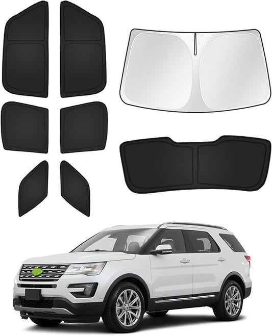 Sunshades for Ford Explorer 2011-2019 Accessories Windshield Sun Shade Side Rear Window Shade Cover Sun Visor Shield Privacy Protection Keep Vehicle Cool Black 8PCS