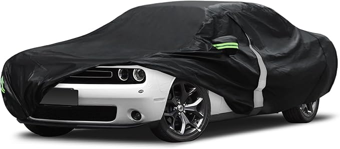 Migaven 6 Layers Car Cover Custom Fit for Dodge Challenger 2008-2025, Waterproof Full Exterior Cover Rain Sun Protection with Door Zipper & Inner Cotton