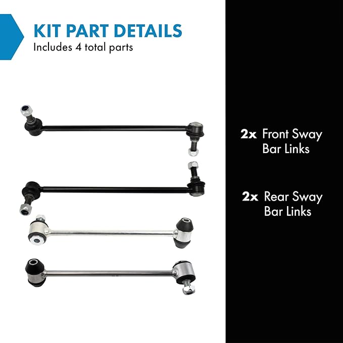 TRQ Front & Rear Sway Bar Stabilizer Link Set Compatible with 2012-2015 Mercedes-Benz C250 2008-2011 C300 2008-2015 C350 C63 AMG 2010-2014 E350 2015-2017 E400 2010-2017 E550