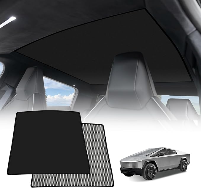 BestEvMod Foldable Roof Sunshade Compatible with 2026 2025 2024 Tesla Cybertruck Accessories Upgraded Heat Reflective Tech Accessories Sunroof Reflective Sun Shade (Roof Sunshade)