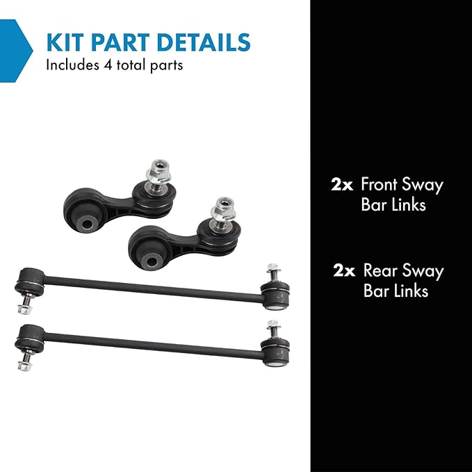 TRQ Front and Rear Sway Bar Link Set 4 Piece Compatible with 16 Honda Civic 17-18 Civic 19-20 Civic L4 1.5L 19-20 Civic LX L4 2.0L 21 Civic 19-21 Insight