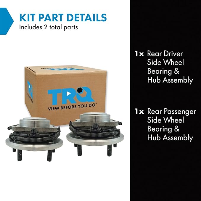 TRQ Rear Driver and Passenger Side Wheel Bearing and Hub Assembly Set 2 Piece Compatible with 12-16 Chrysler Town and Country 12-20 Dodge Grand Caravan 12-15 Ram C V 12-14 Volkswagen Routan