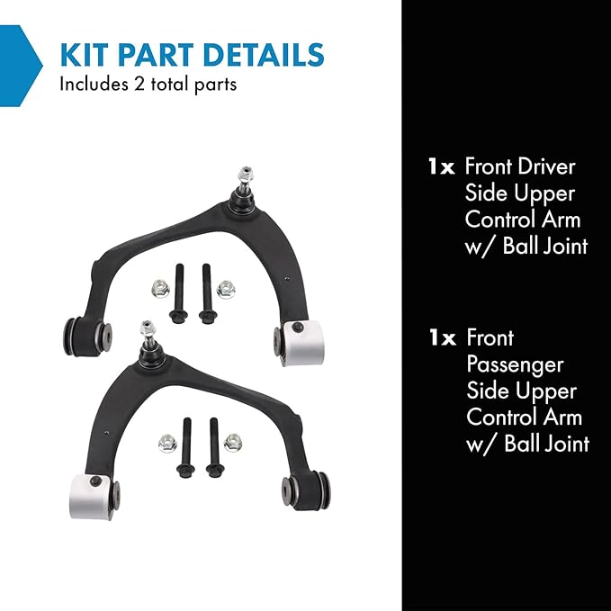 TRQ Front Upper Left and Right Control Arm and Ball Joint Set 2 Piece Compatible with 19-25 Chevrolet Silverado 1500 21-25 Suburban 21-25 Tahoe 22 Silverado 1500 LTD 19-25 GMC Sierra 1500 21-25 Yukon