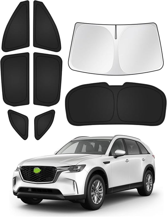 Sunshades for Mazda CX-90 2024-2025 2026 CX90 Accessories Windshield Sun Shade Side Rear Window Shade Cover Sun Visor Shield Privacy Protection Keep Vehicle Cool Black 8PCS