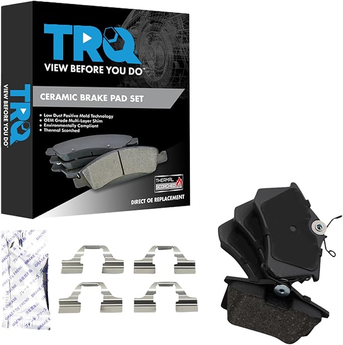 TRQ Rear Brake Pads Ceramic Compatible with 1994-2019 Volkswagen Jetta Golf Beetle Passat R32 Golf SportWagen 1997-2013 Audi A3 A4 A6 TT S4 S6 S8 Allroad Quattro