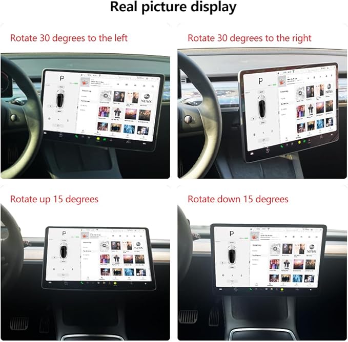 Tesla Screen Swivel Mount Tesla Model 3 Aluminium Alloy Navigation Bracket Screen Rotating Holder Can Rotate up/Down/Left/Right by 15~30° Apply to 2024-2025 Highland Mode3/Y