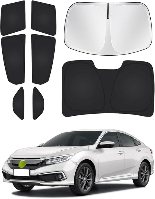 Windshield Sun Shade for Honda Civic 10th Gen 2016-2021 (NOT for Hatchback) Side Rear Window Shade Cover Set Full Window Sun Visor Blocker Privacy Cover Keep Vehicle Cool Black 8PCS