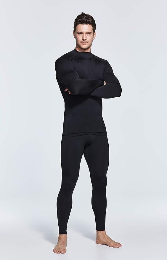 TSLA Men's Thermal Long Sleeve Compression Shirts, Mock/Turtleneck Winter Sports Running Base Layer Top