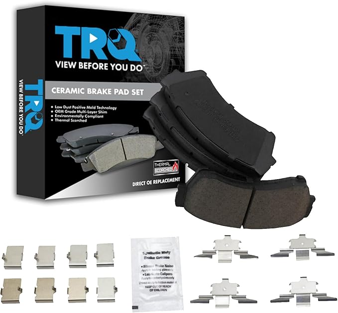 TRQ Front Brake Pads Ceramic Hardware Compatible with 2006-2012 Ford Fusion 2007-2012 Lincoln MKZ 2006 Lincoln Zephyr 2006-2011 Mercury Milan