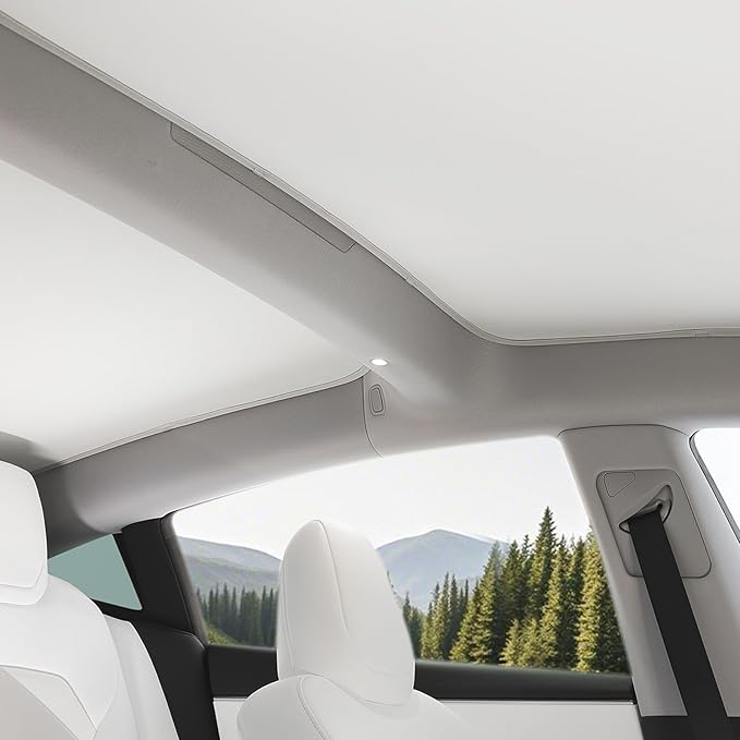 TPARTS Glass Roof Sunshade for Tesla Model 3 Highland 2024-2026(Premium/Performance) Foldable Sag-Free Sunroof Cover, Heat & UV Blocking Rapid Cooling Interior Accessories Set of 2 (Light Grey)