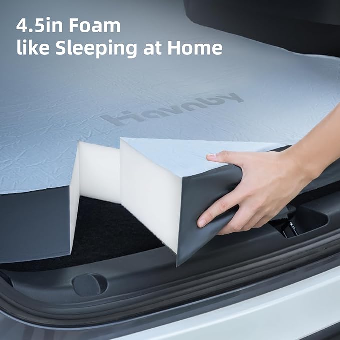 CloudCore 4.5inch Foam Mattress for Tesla Model Y, Full Size Bed, Vacuum Compression, Roadtrip, Job Shifts, Nap, Camping, Guests & Home, Rechargeable Pump and Eyemask Provided (2020-2024 Model Y)