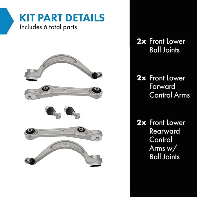 TRQ Front Lower Control Arm with Ball Joint Set 6 Piece Compatible with 2017-2020 Audi A4 2017-2021 A4 allroad A4 Quattro 2018-2021 A5 Quattro A5 Sportback S4