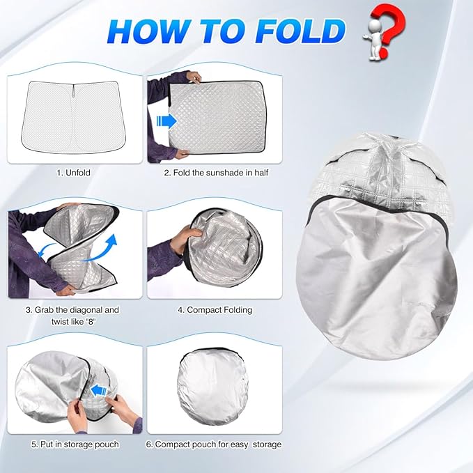 Windshield Sun Shade for Jeep Grand Cherokee 2011-2021 (Not for Jeep Cherokee & Grand Cherokee L) Thicken 6-Layer Foldable Front Window Sunshade Cover Sun Visor UV Rays Keep Vehicle Cool