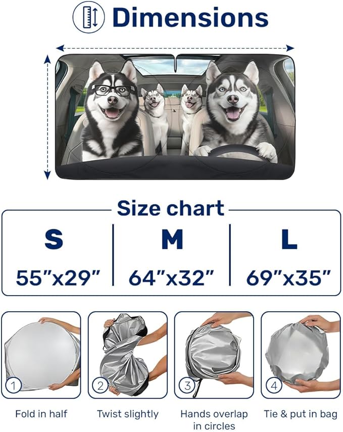 Horror Windshield Sun Shade for Car SUV Truck (55x30 Inches), Front Window Visor for Windows, Protector Blocks UV
