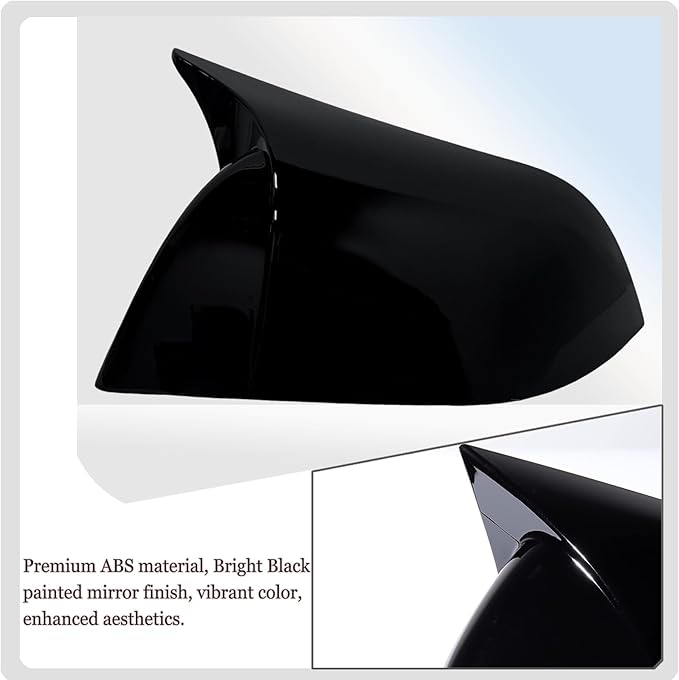 Side Mirror Cover,for Tesla Model 3 2017-2025，2PCS Horned Turn Signal housing Cover Sets car Accessories -Bright Black