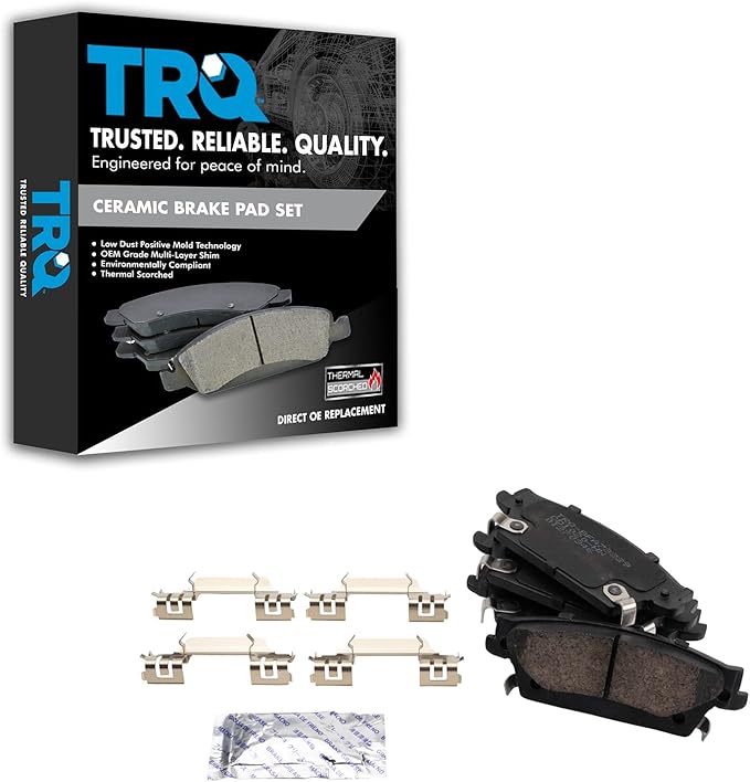 TRQ Rear Brake Pads Ceramic Compatible with 2004-2009 Cadillac SRX