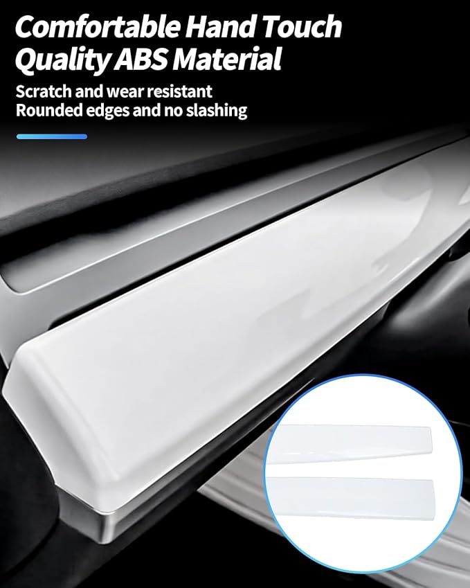KKTR-CAR Dashboard Cover Wrap and Front Door Inner Armrest Panel Cover Trim Compatible with Tesla Model 3 2021-2023 Model y 2020-2025,NOT for Performance (Glossy White, 4pcs)