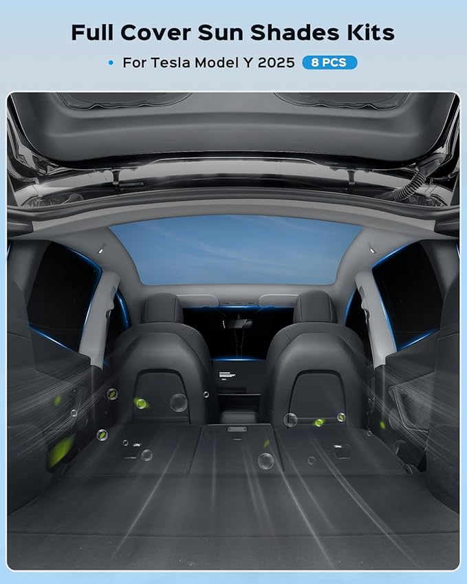 Sun Visor- Privacy and Thermal Insulated Sunshades Curtains for Tesla Model Y 2025-8pcs