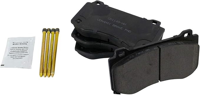 TRQ Front Brake Pads Ceramic Hardware Wear Sensor Compatible with 2005-2023 Chrysler 300 2006-2023 Dodge Charger 2008-2023 Challenger 2006-2008 Magnum 2006-2010 Jeep Grand Cherokee