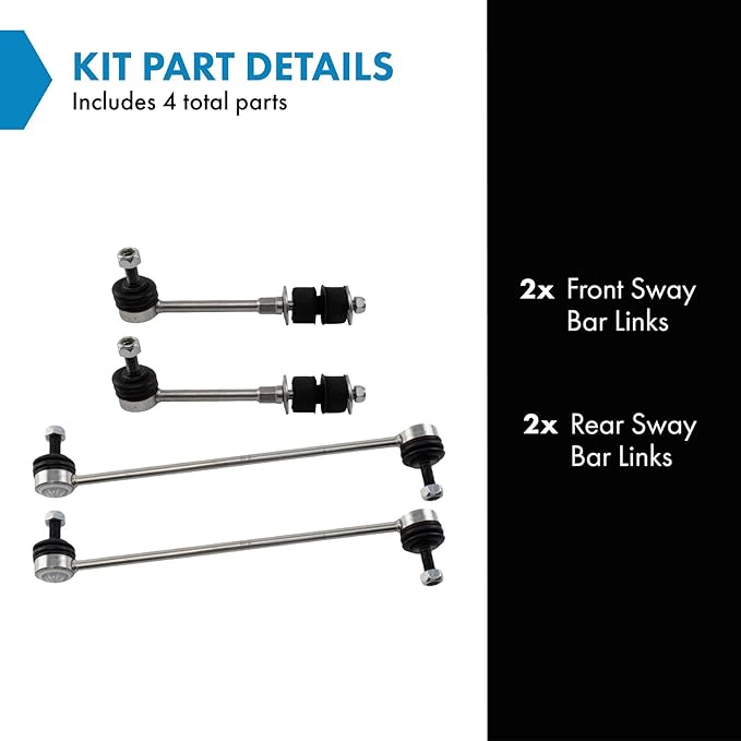 TRQ Front & Rear Sway Bar Stabilizer Link Set Compatible with 2011-2017 Volvo S60 2016-2017 S60 Cross Country 2007-2015 S80 2015-2017 V60 V60 Cross Country 2008-2010 V70 2010-2017 XC60 2008-2016 XC70