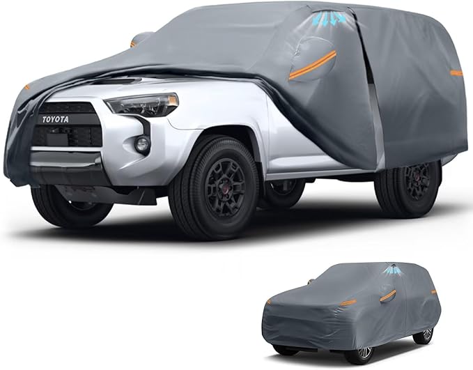 Waterproof Toyota 4Runner(2002-2026) Car Cover with Breathable Vents, [2026 Upgrade] Premium Covers with Cotton Liner and Zipper Door, Sun Rain Snow Dust Uv Protection.(Gift with Towel)