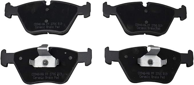 TRQ Front Brake Pads Ceramic Hardware Compatible with 2001-2006 BMW 330Ci 2001-2005 330i 330xi 2004-2010 X3 2006-2008 Z4
