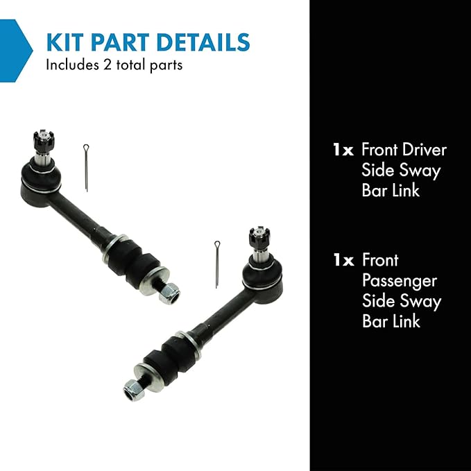 TRQ Front Left and Right Sway Bar Link Set 2 Piece Compatible with 96-99 Dodge Ram 1500 4 Wheel Drive 96-99 Ram 2500 4 Wheel Drive 96-99 Ram 3500 4 Wheel Drive 98-99 Ram 3500 Rear Wheel Drive