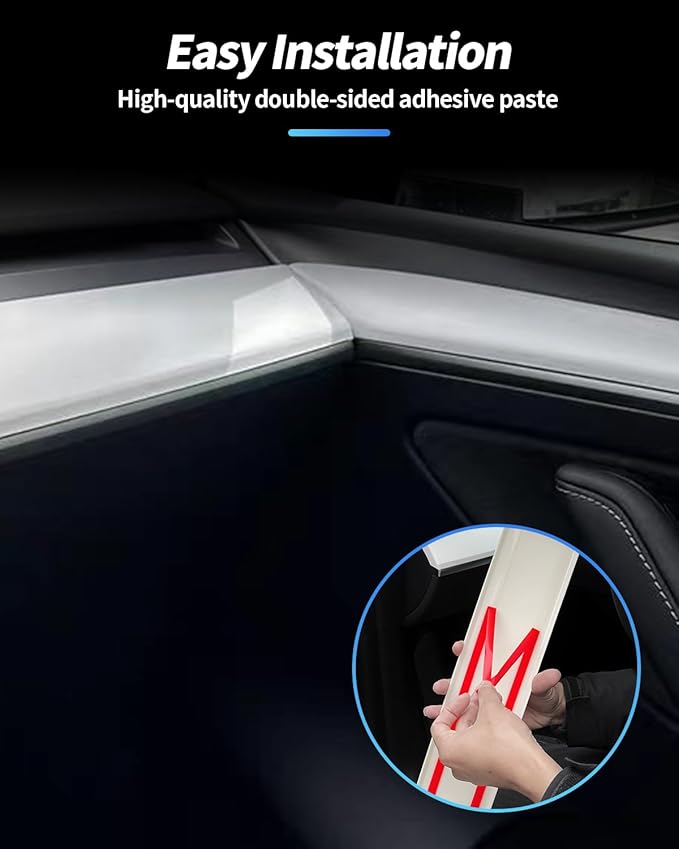 KKTR-CAR Dashboard Cover Wrap and Front Door Inner Armrest Panel Cover Trim Compatible with Tesla Model 3 2021-2023 Model y 2020-2025,NOT for Performance (Glossy White, 4pcs)